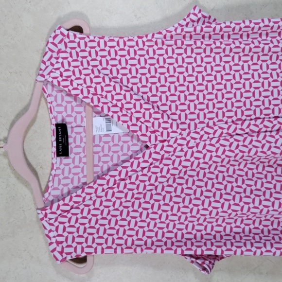 01557 Lane Bryant pink & white knit sleeveless blouse 14/16 NWT - Picture 2 of 14